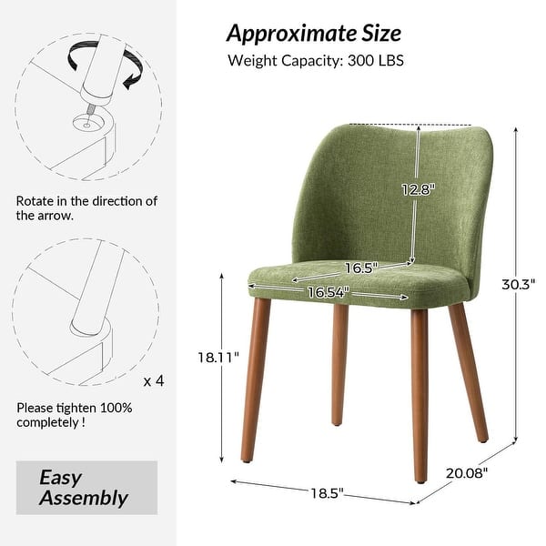 dimension image slide 2 of 9, HULALA HOME Melisa Upholstered Solid Wood Dining Chair Set of 6