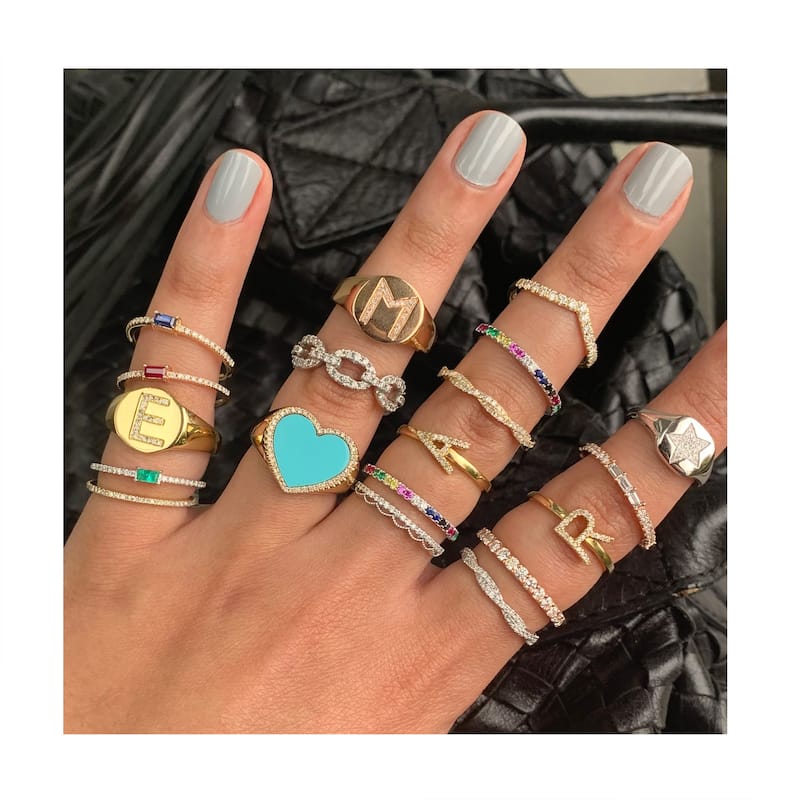 Joelle Collection Diamond Initial Ring for Her 14k Yellow Gold 1/10 ct TDW Women's Ring