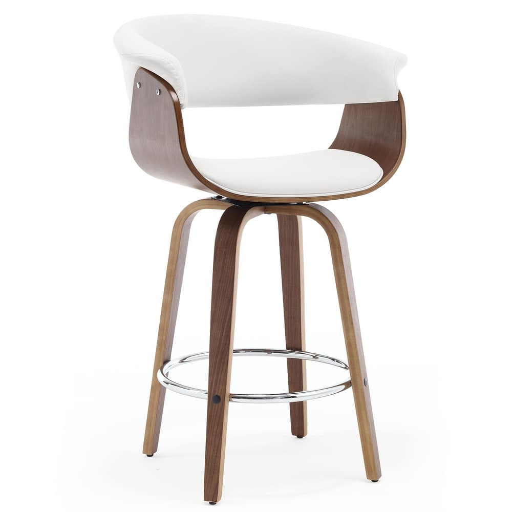 26"/29" Faux Leather Swivel Bar Stools, Wood Counter Stool