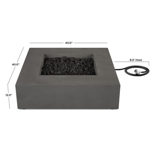 Provo Low Square Natural Gas Fire Table in Carbon by Jensen Company - 40 x 40 x 11.75