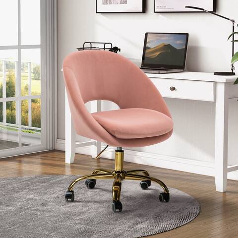 Ramona Modern Velvet Height Adjustable Swivel Task Chair with Metal Base by HULALA HOME