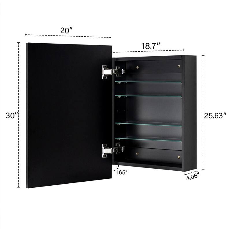 TEHOME Velin Recessed and Surface Mount Bathroom Medicine Cabinet with Mirror Square Cornered Metal Framed Rounded Rectangle