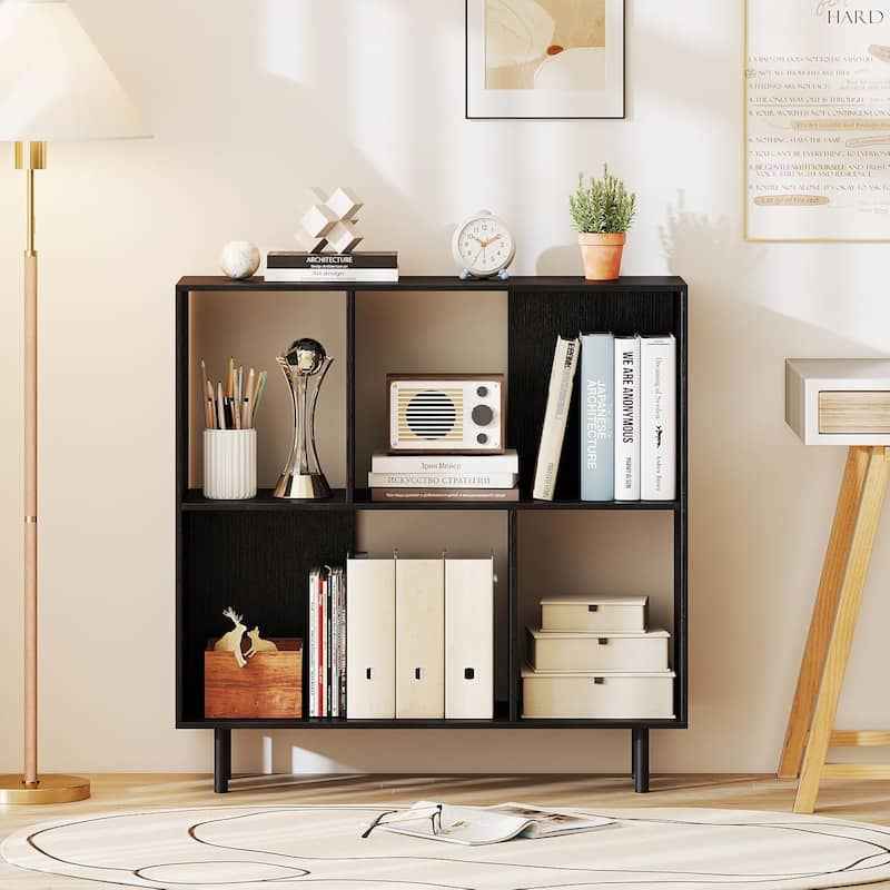 4 Cube Storage Organizer 2 Tier Bookcase w/ Metal Legs