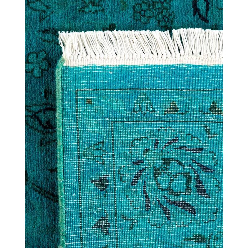 Overton Hand Knotted Wool Vintage Inspired Modern Contemporary Overdyed Blue Area Rug - 4' 2" x 6' 4"