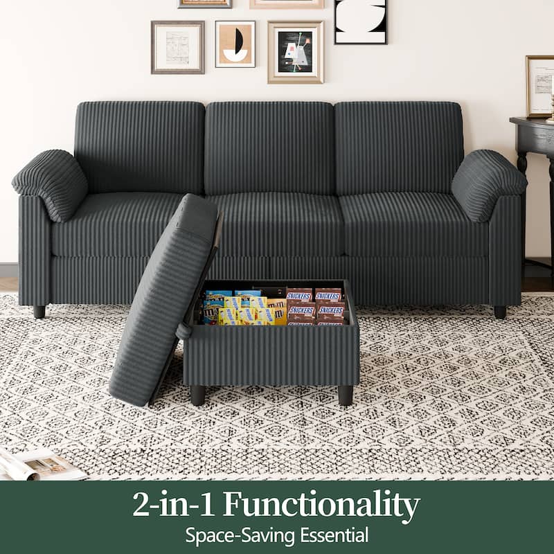 Futzca ​Sectional Sofa Couch, 3 Seat L Shaped Sofa with Removable Pillows