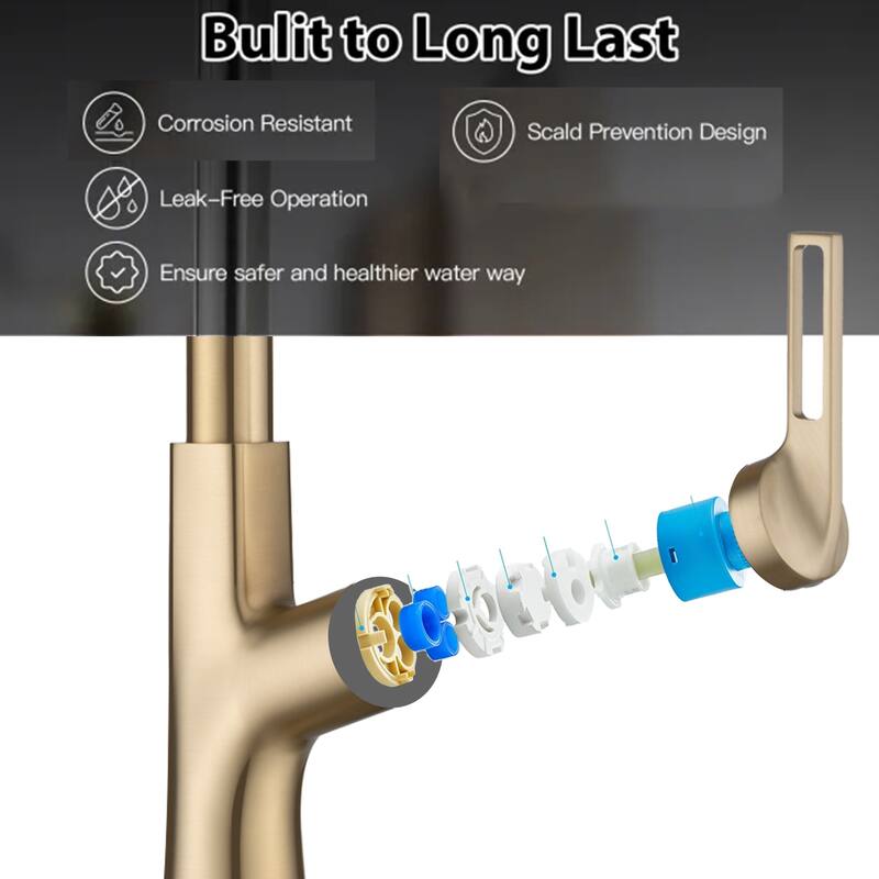 360° Rotating Single Handle Kitchen Sink Waterfall Faucet with Pull Down Sprayer (Only 1 Faucet)