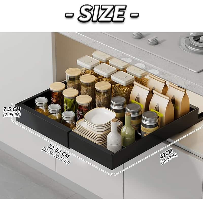 1Pc 3 Rails Expandable Pull Out Cabinet Organizer