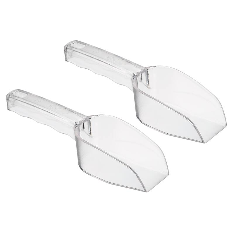 2Pcs Ice Scoop PC 8.27x1.97" Small Ice Maker Flour Sugar Handle Shovel - Clear