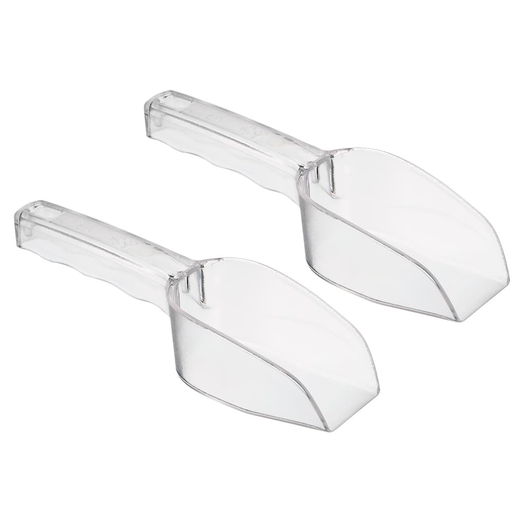 2Pcs Ice Scoop PC 8.27x1.97" Small Ice Maker Flour Sugar Handle Shovel - Clear