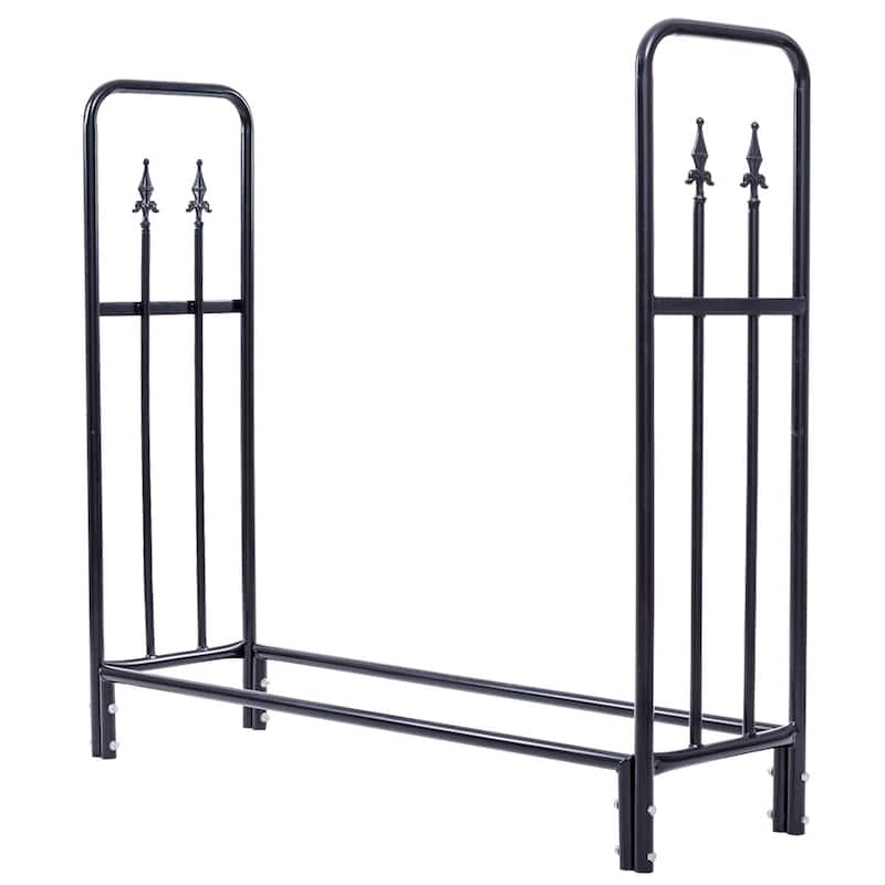 Costway 4 Feet Outdoor Heavy Duty Steel Firewood Log Rack Wood Storage