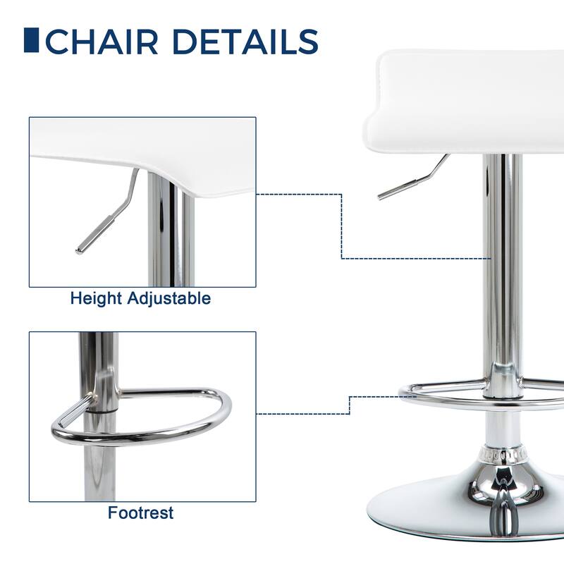 Faux Leather Upholstered Adjustable Barstools Airlift Counter Bar Pub Height Stools Set of 2