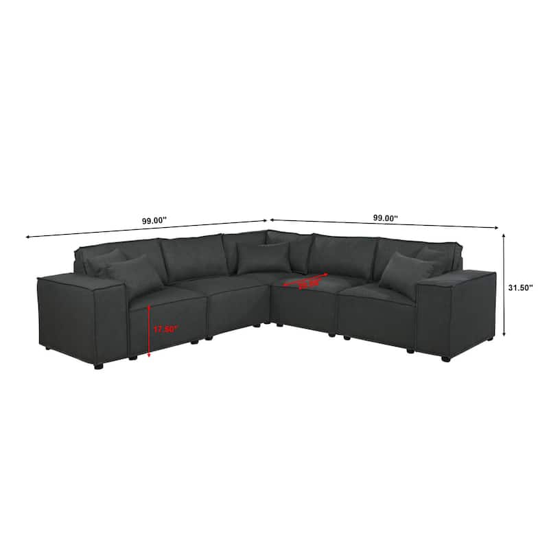Oversized L Shaped Linen Upholstered Sectional Sofa