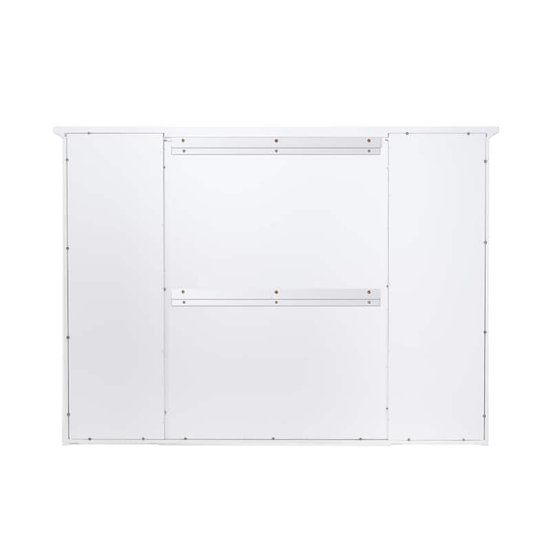 Modern Surface Mount Solid Wood Framed Medicine Cabinet With Mirror and Shelves