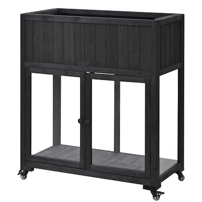 35.4''x17.7''x37.4'' Patio Mini Wood Cold Frame Compact 2 Doors Garden Greenhouse
