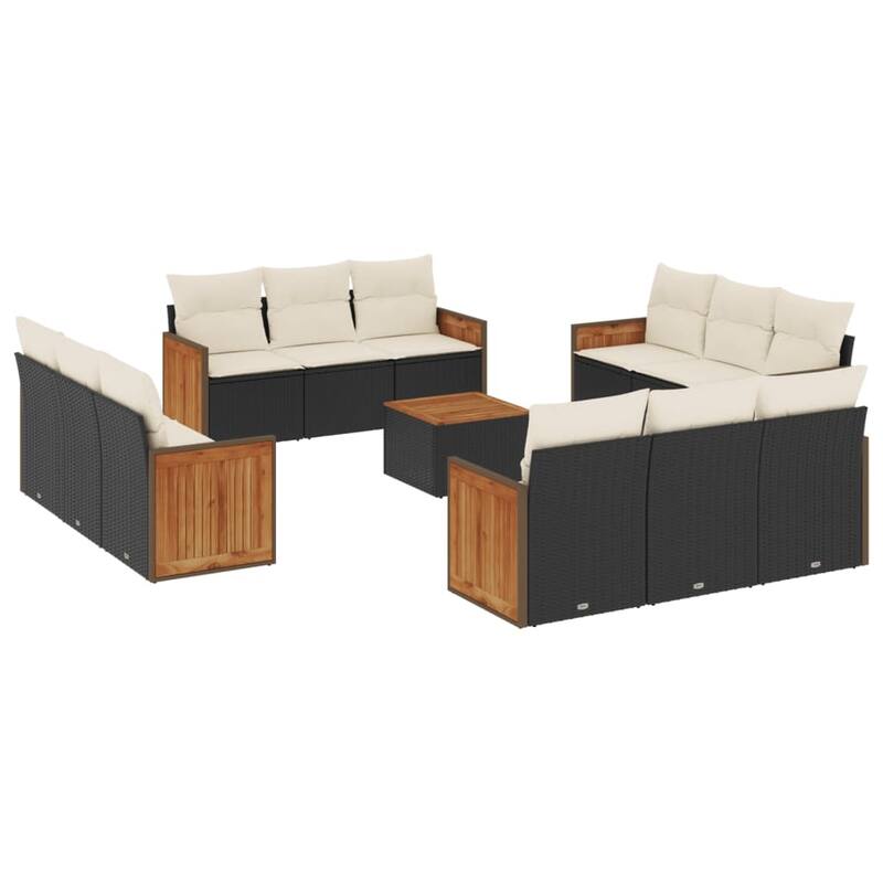 vidaXL Patio Sofa Set with Cushions Outdoor Conversation Furniture Poly Rattan