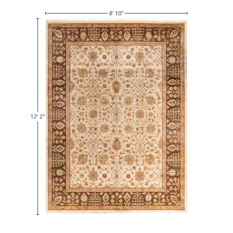 Oushak One-of-a-Kind Handmade Area Rug, Ivory - 8' 10" x 12' 2"