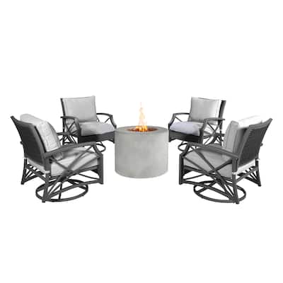Loren 32" Round Concrete Propane Fire Pit Set for Patio (40,000 BTU)