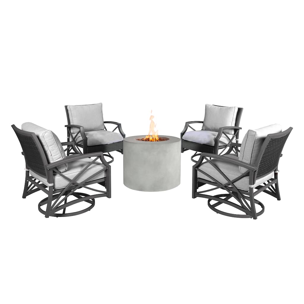 Loren 32" Round Concrete Propane Fire Pit Set for Patio (40,000 BTU)