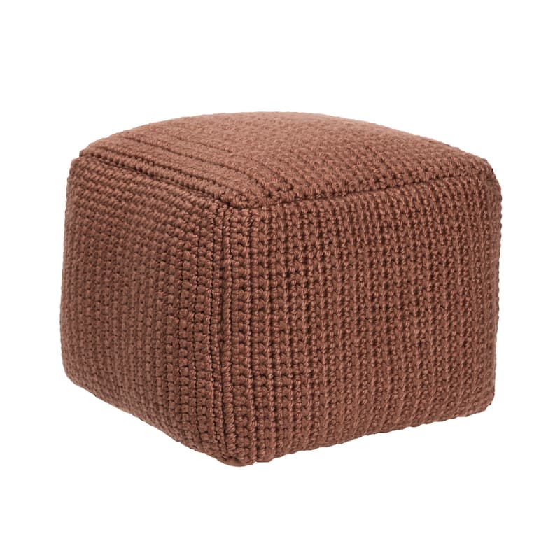Villa by Classic Home Prism 18" Handwoven Square Pouf