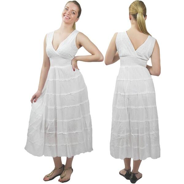 Shop 100 Cotton Summer Dress Sleeveless V Neck Sundress Empire