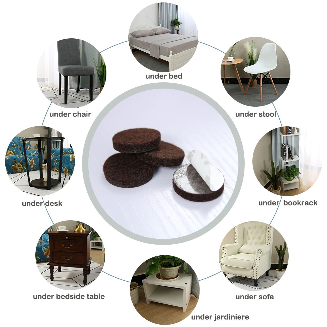 100pcs Furniture Felt Pads Round 1 5 8 Self Stick Slip Self Stick Slip
