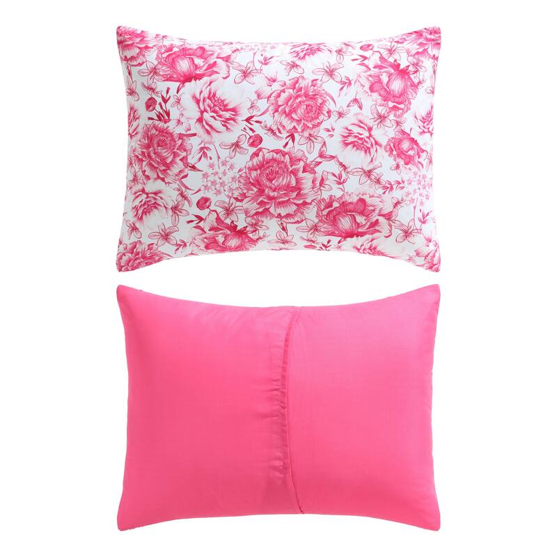 Betsey Johnson Sketch Toile Reversible Pink Comforter Bonus Set