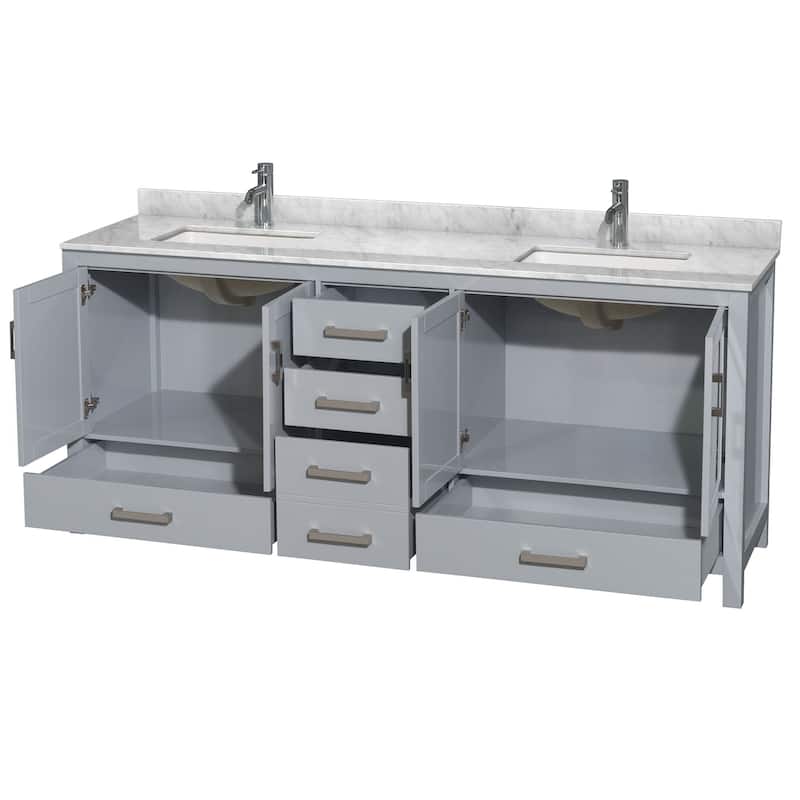 Wyndham Collection Sheffield 80" Freestanding Vanity Set with Hardwood