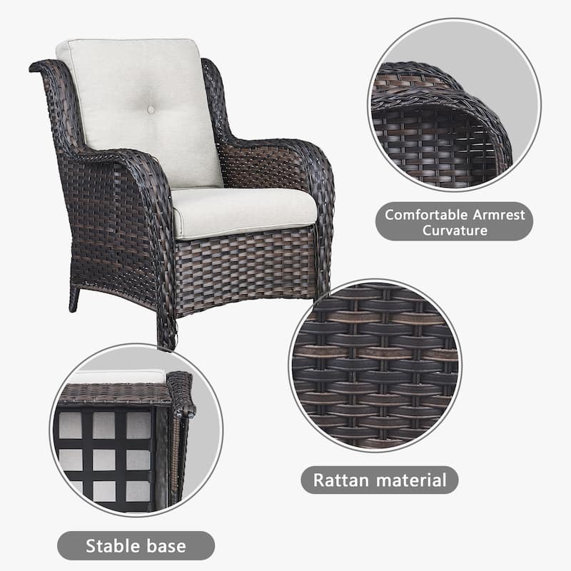 Gymojoy 5-Piece Outdoor Patio Sofa Chair with Ottoman Furniture Set