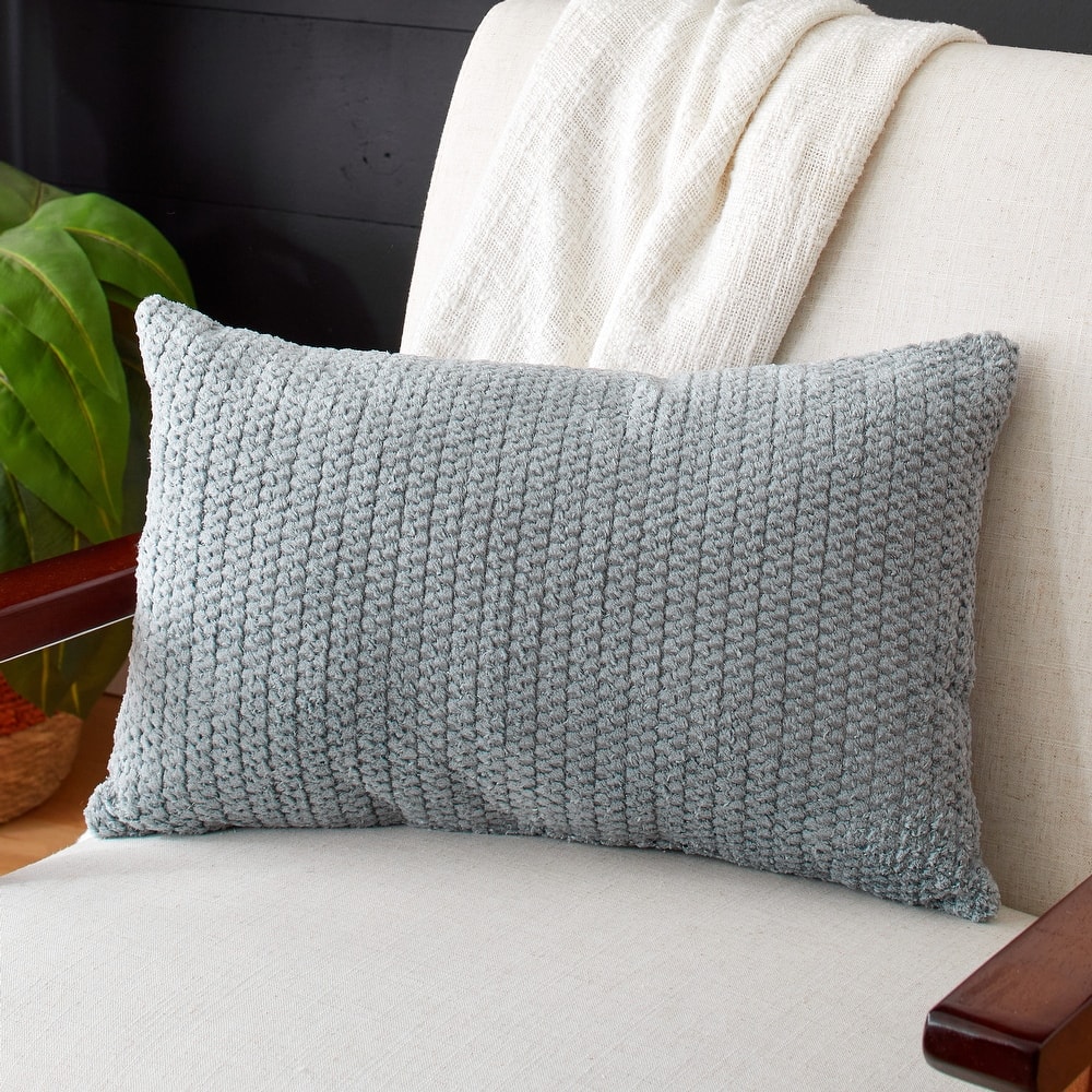 Sorra Home Velvet Shimmer Single Indoor Textured Knife Edge Lumbar Pillow