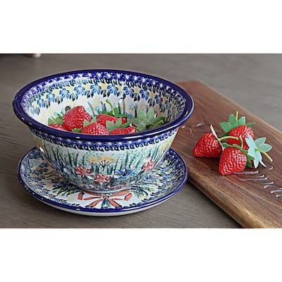Blue Rose Polish Pottery 470 Ceramika Artystyczna Berry Bowl