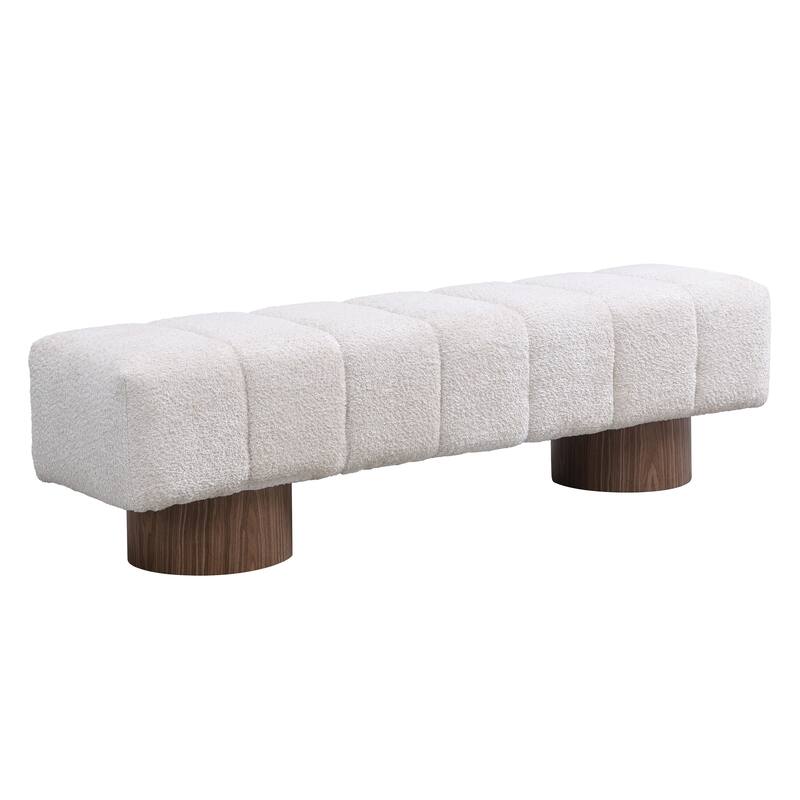 Chenille Fabric Entryway Bench Ottoman Dining Bench 300 LBS Weight Capacity