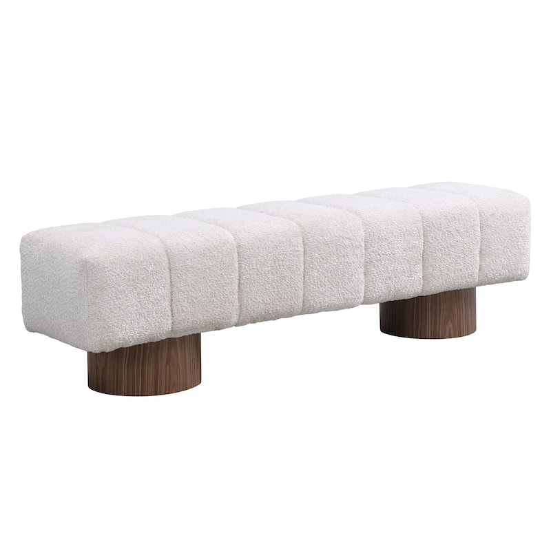 Upholstered Dining Bench,No-Assembly End Of Bed Entryway Bench Ottoman,Stool Top Wood Leg 300 Lbs Weight Capacity