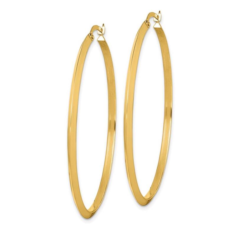 Curata 14k Yellow Gold Polished Hoop Earrings - 52.5x2.25mm