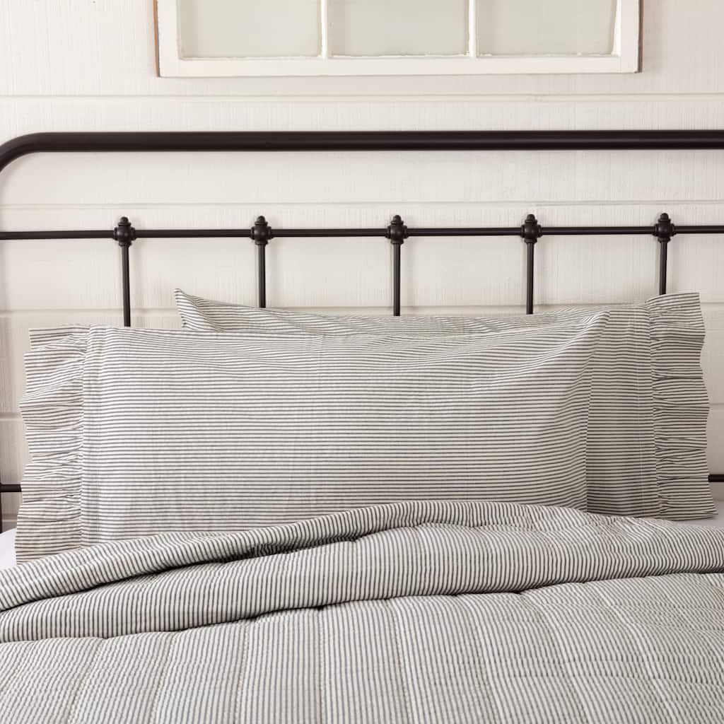Hatteras Blue Ticking Stripe King Pillow Case Set of 2 21x40