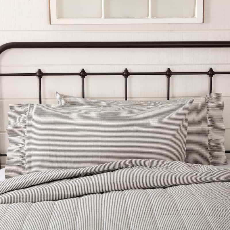 Hatteras Blue Ticking Stripe King Pillow Case Set of 2 21x40 - King - Blue