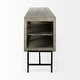 preview thumbnail 39 of 47, Arelius Light Brown w/ Black Metal Base 4 Door Glass Cabinet Sideboard - 70.0L x 18.0W x 32.0H