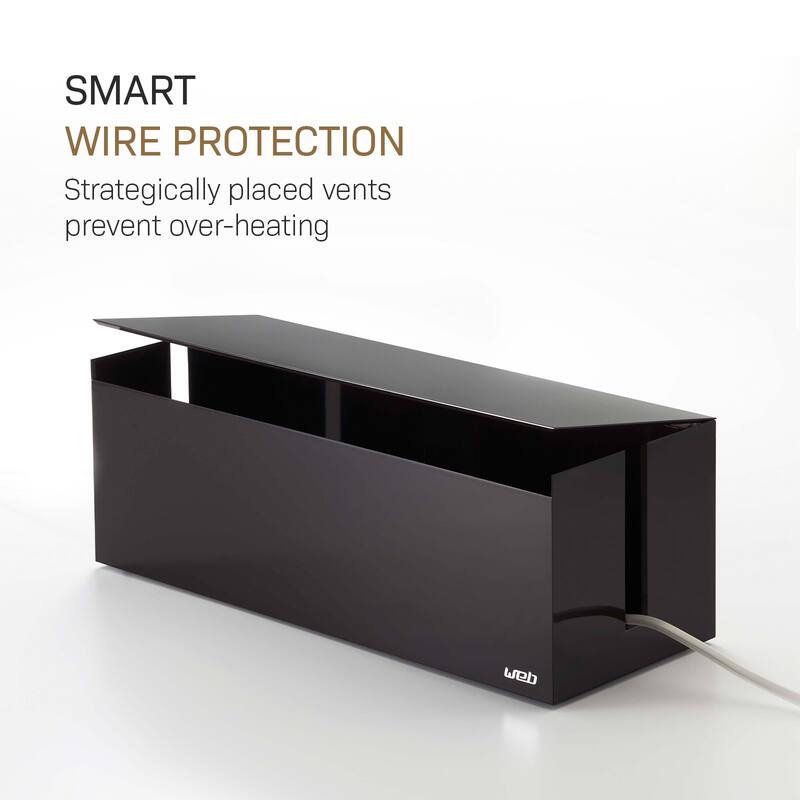 Yamazaki Home Cable Management Box, ABS Plastic, Lid - L 6.1 x W 15.75 x H 5.71 inches