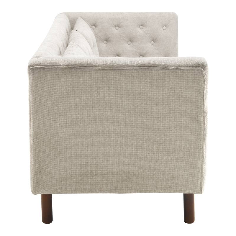 Modern Sofa Couch, 78" Upholstered Loveseat Sofa, Tufted 3-seat Couch with Wooden Legs Luxury Leisure Sofa for Living Room