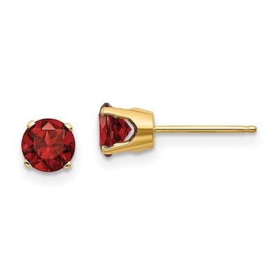 Curata 14k Yellow Gold 5mm Genuine Gemstone Birthstone Stud Earrings