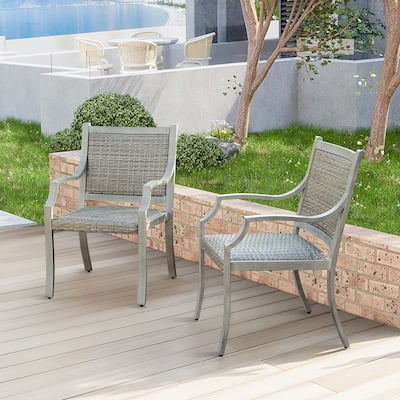 All-Weather Wicker Patio Chairs – Padded Outdoor Dining Set