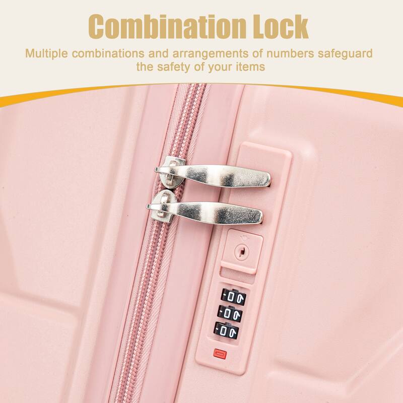 28 Inch Large Checked Luggage, Scratch Resistant Surface Four Multi-Directional Wheels, With Combination Lock and Side Hooks