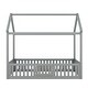preview thumbnail 5 of 16, Twin Size Wood House Bed with Fence and Door, Gray
