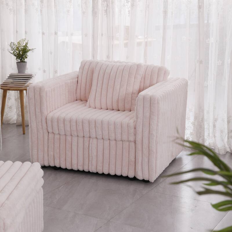 44.9" Plush Modular Sofa Single - Highly Comfortable, Stylish & Functional for Bedroom & Living Room, Light Pink