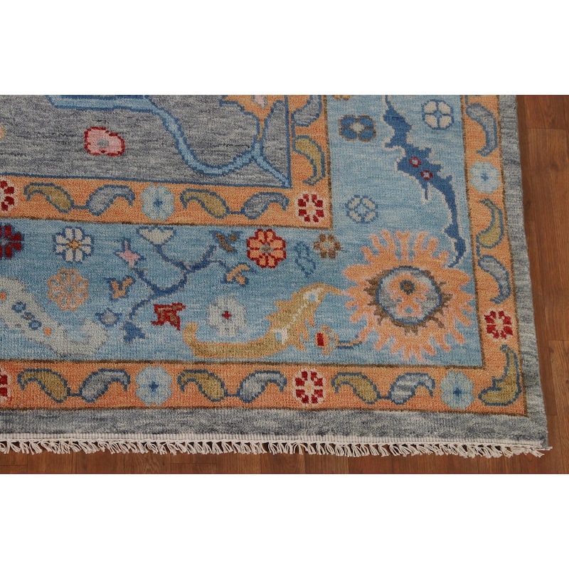 Floral Oushak Oriental Area Rug Handmade Wool Carpet - 8'9"x 11'9"