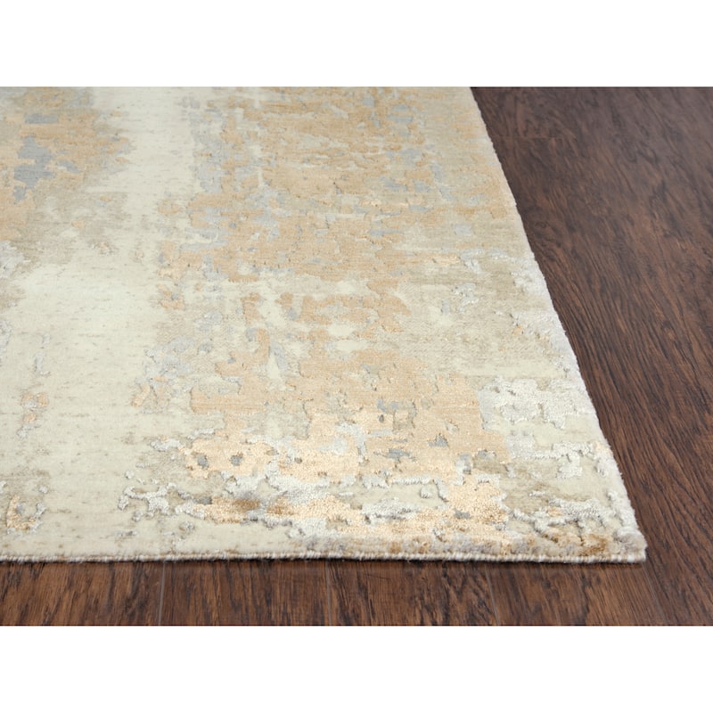 Alora Decor Radiant Beige, Ivory, and Grey Abstract Wool Blend Rug