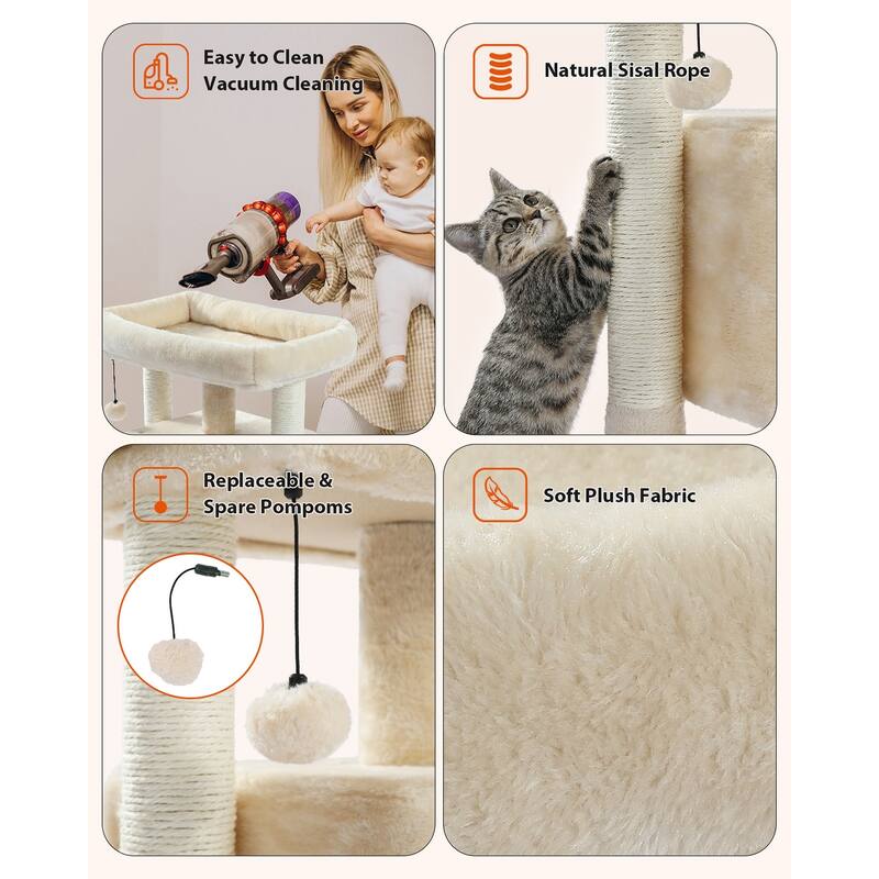 29" Indoor Cat Tree Tower Cat Condo with Scratching Posts & Plush Perch