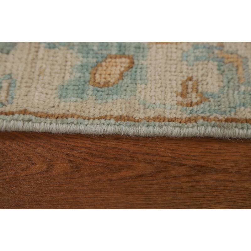 Hand Knotted Oriental 100% Wool Carpet Transitional Geometric Navy Blue & Blues Oushak Area Rug - 2' 11'' X 2' 1''