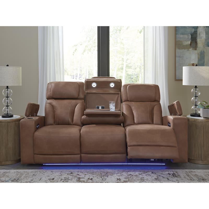 Signature Design by Ashley Point Clear Brown Power Reclining Sofa - 87"W x 40"D x 42"H