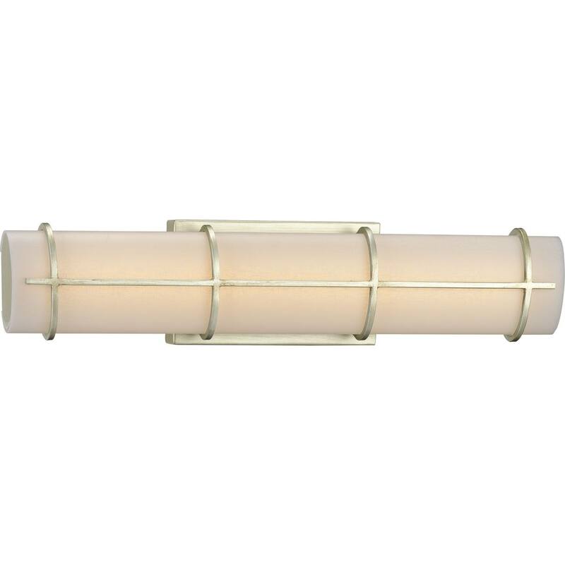 Grid LED Collection 1-Light Silver Ridge White Linen Glass LED Modern Wall Light