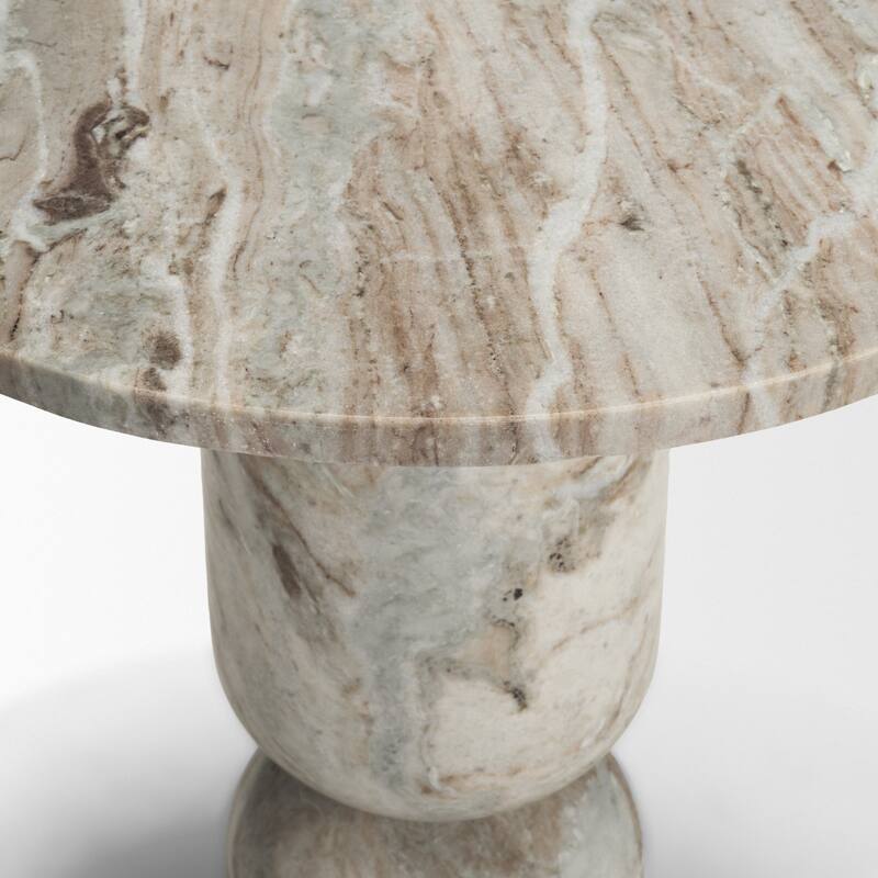 Nylah Solid Pink Marble Round Accent Table